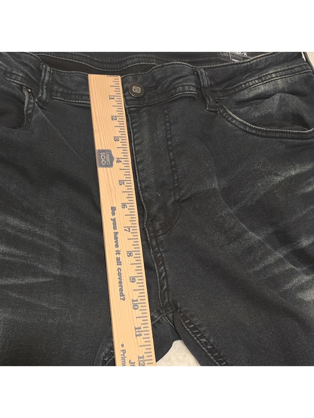Buffalo David Bitton Black Moto Skinny Jeans Coated Stretch Biker Pants W36 L30 - Picture 7 of 9